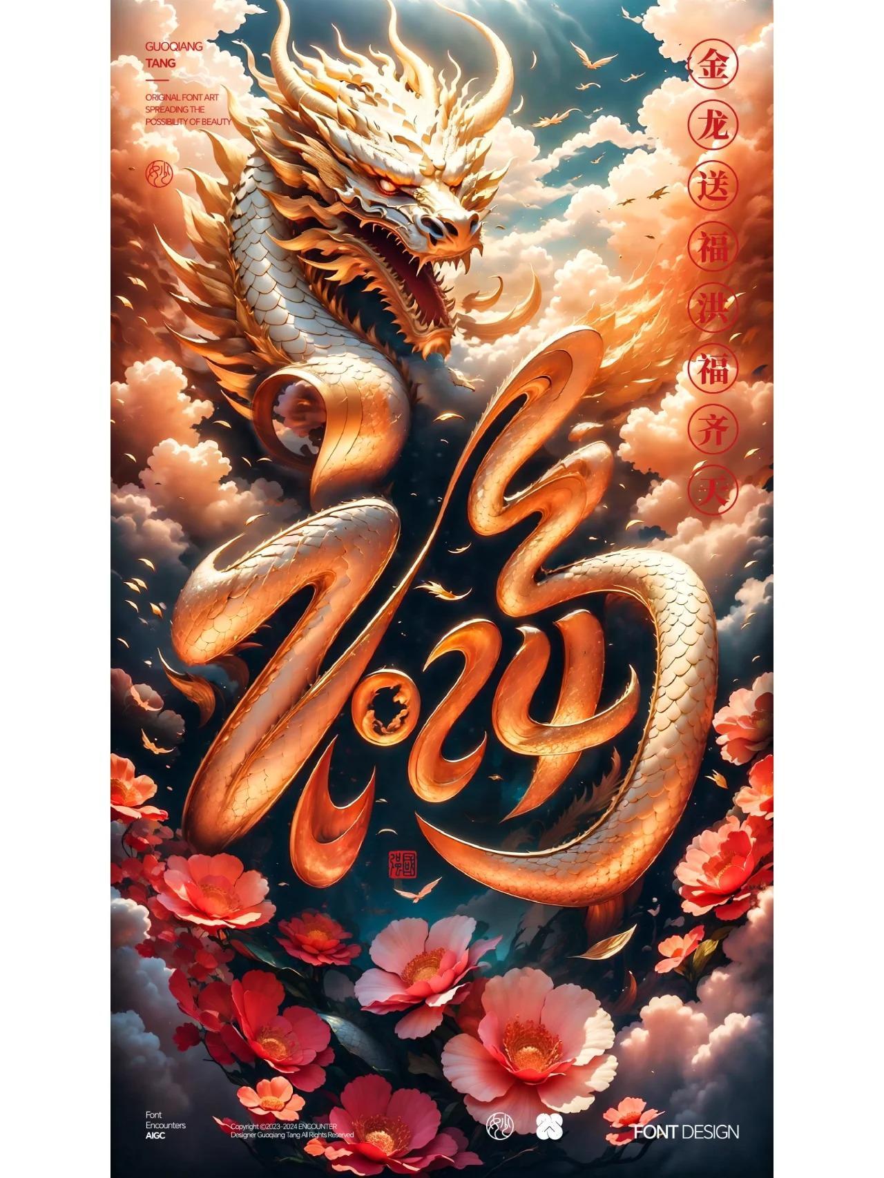 龙年主题的字体艺术海报！SDAI助力出品！