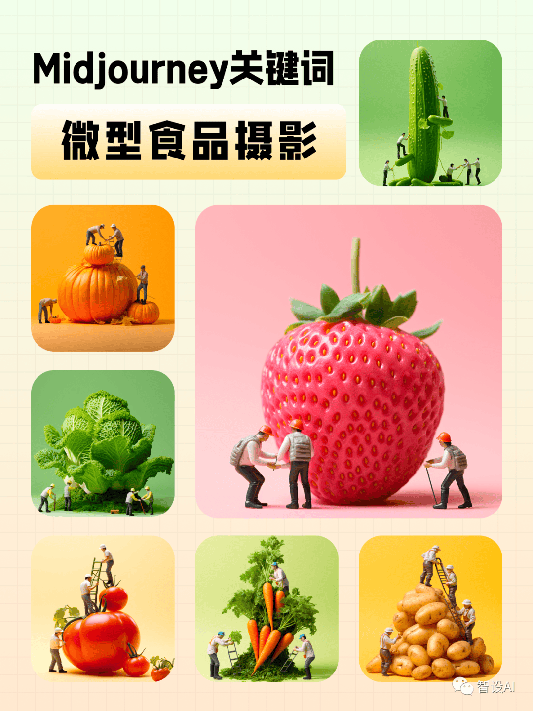 【AIGC】Midjourney 微型食品摄影