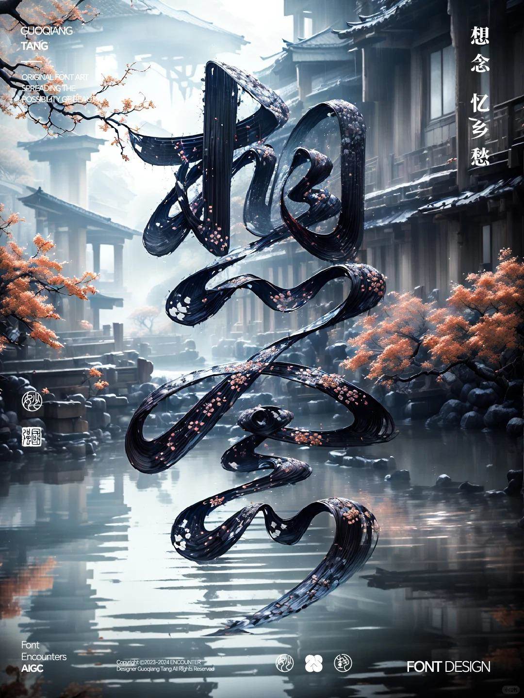 字溶禅意，字体设计之想念（AIGC）