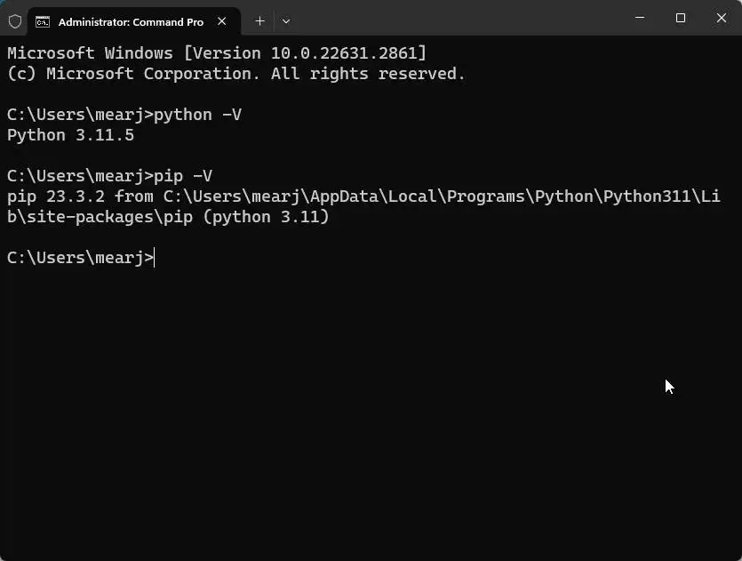 验证 Python 和 Pip 是否安装 验证 Python 和 Pip 是否安装