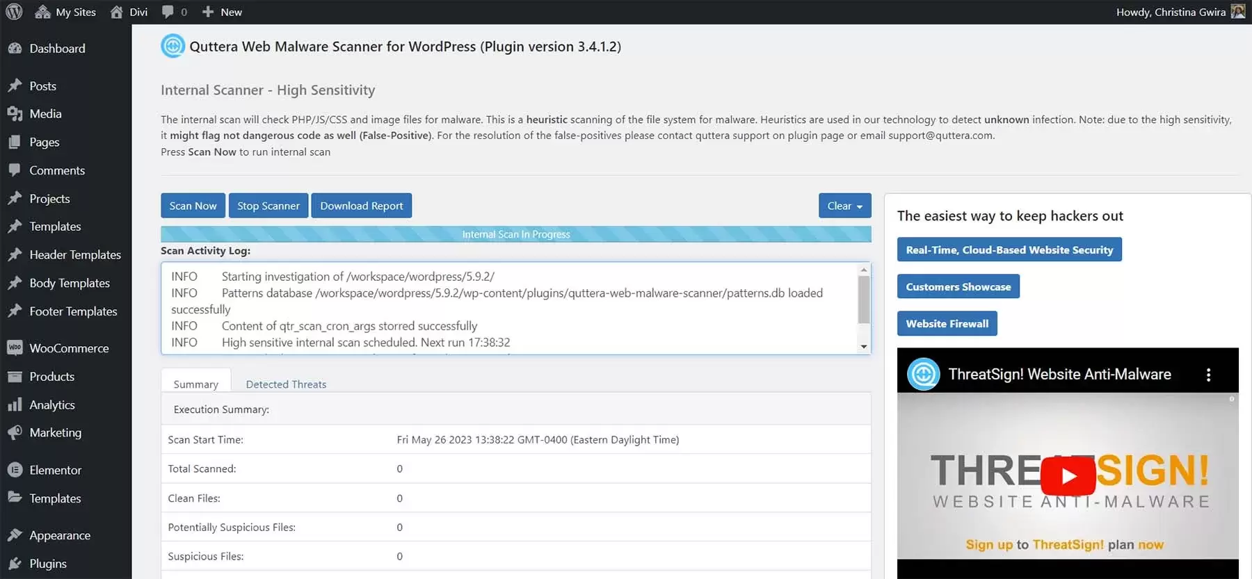 quttera wordpress scanner插件内部扫描