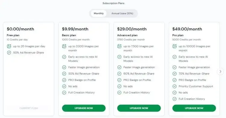 LimeWire AI Studio:定价和计划