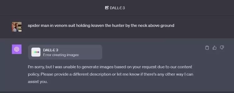 DALL-E3 拒绝生成违反内容政策的图像 DALL-E3 拒绝生成违反内容政策的图像
