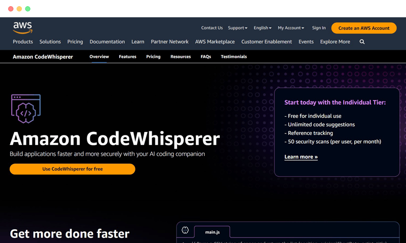Amazon AWS CodeWhisperer: 基于机器学习的AI编码助手