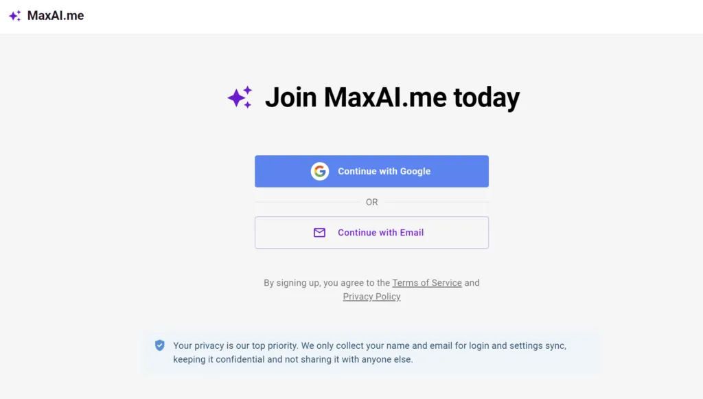 注册登录 MaxAI.me