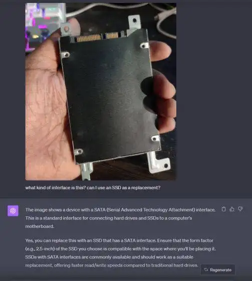 分析硬盘的图像并回答问题