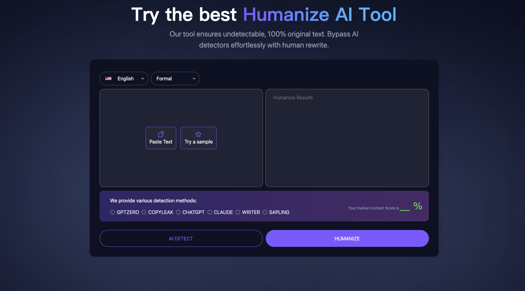 AI Humanize：专业AI反检测工具 | 保护内容原创性与真实性