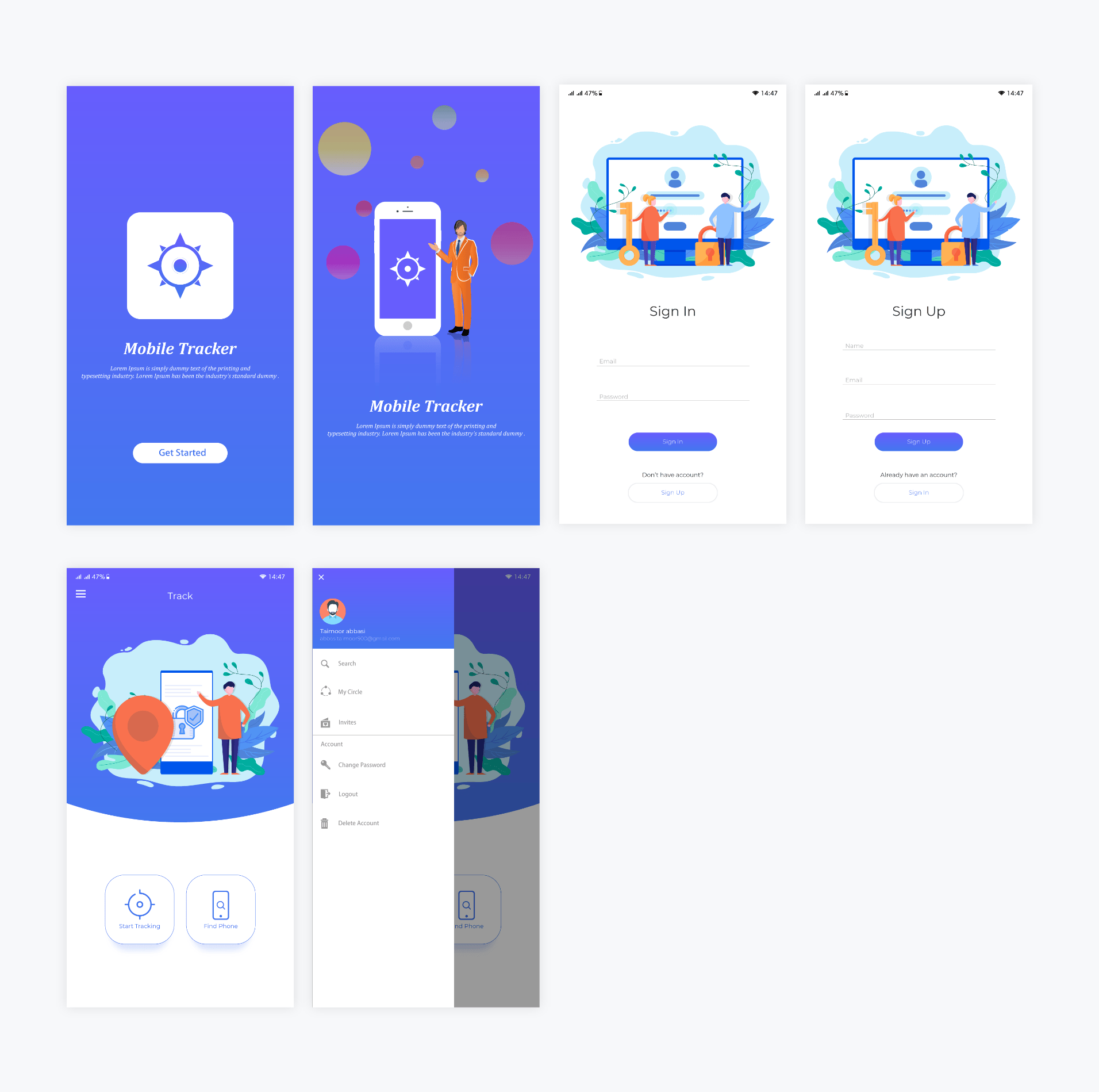 app登录注册界面ui 及插画 .AI免费素材下载