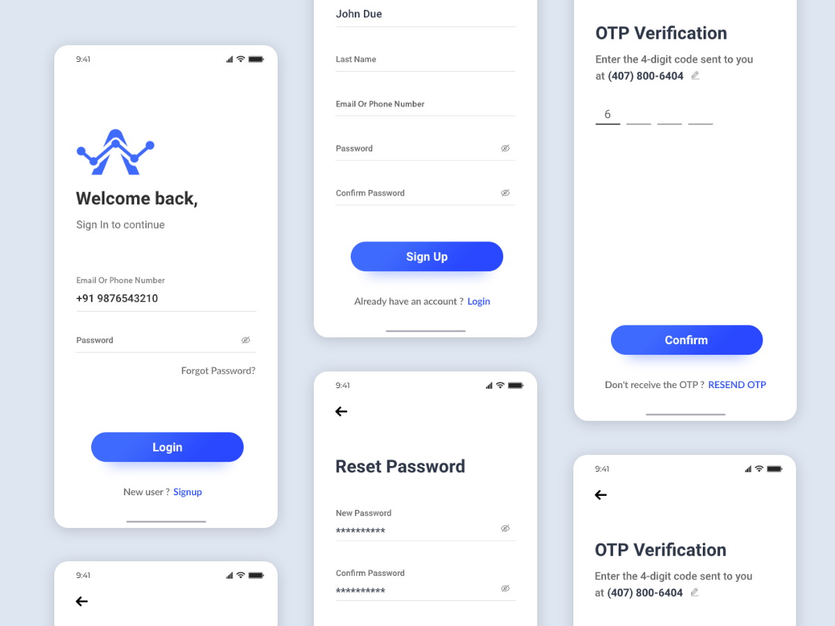 APP 登录 注册 找回密码UI .psd免费素材下载