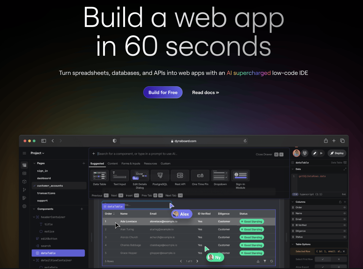 在线创建 Web 应用工具 - Dynaboard
