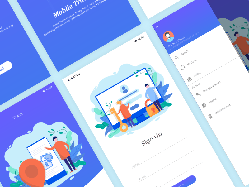 app登录注册界面ui 及插画 .AI免费素材下载