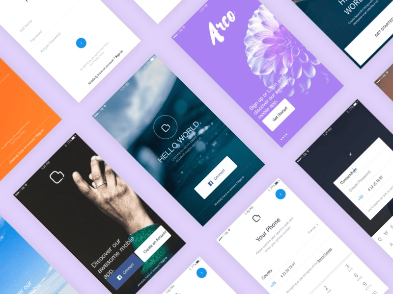 Acro app 注册登陆界面ui模板sketch免费素材下载