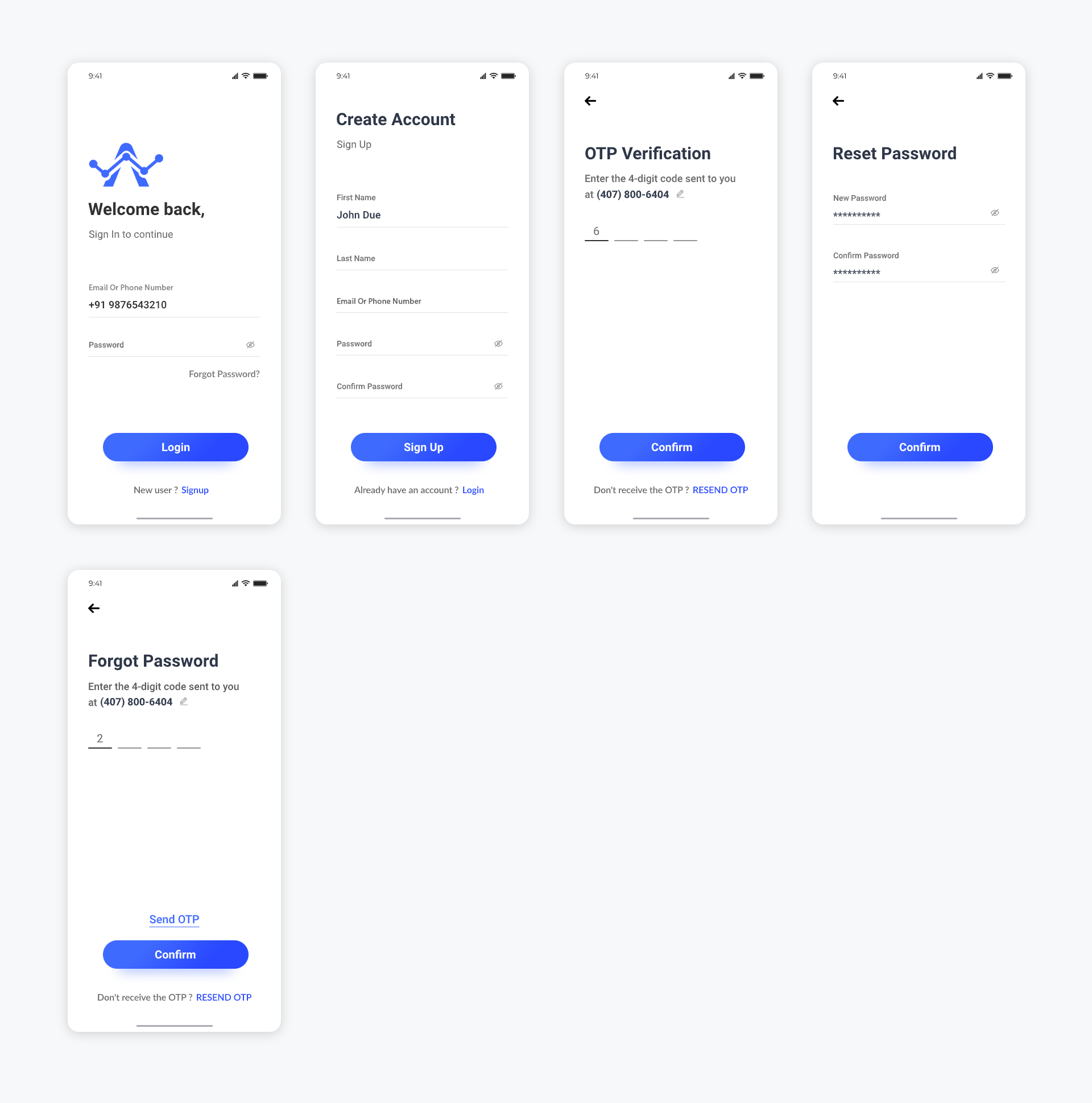 APP 登录 注册 找回密码UI .psd免费素材下载