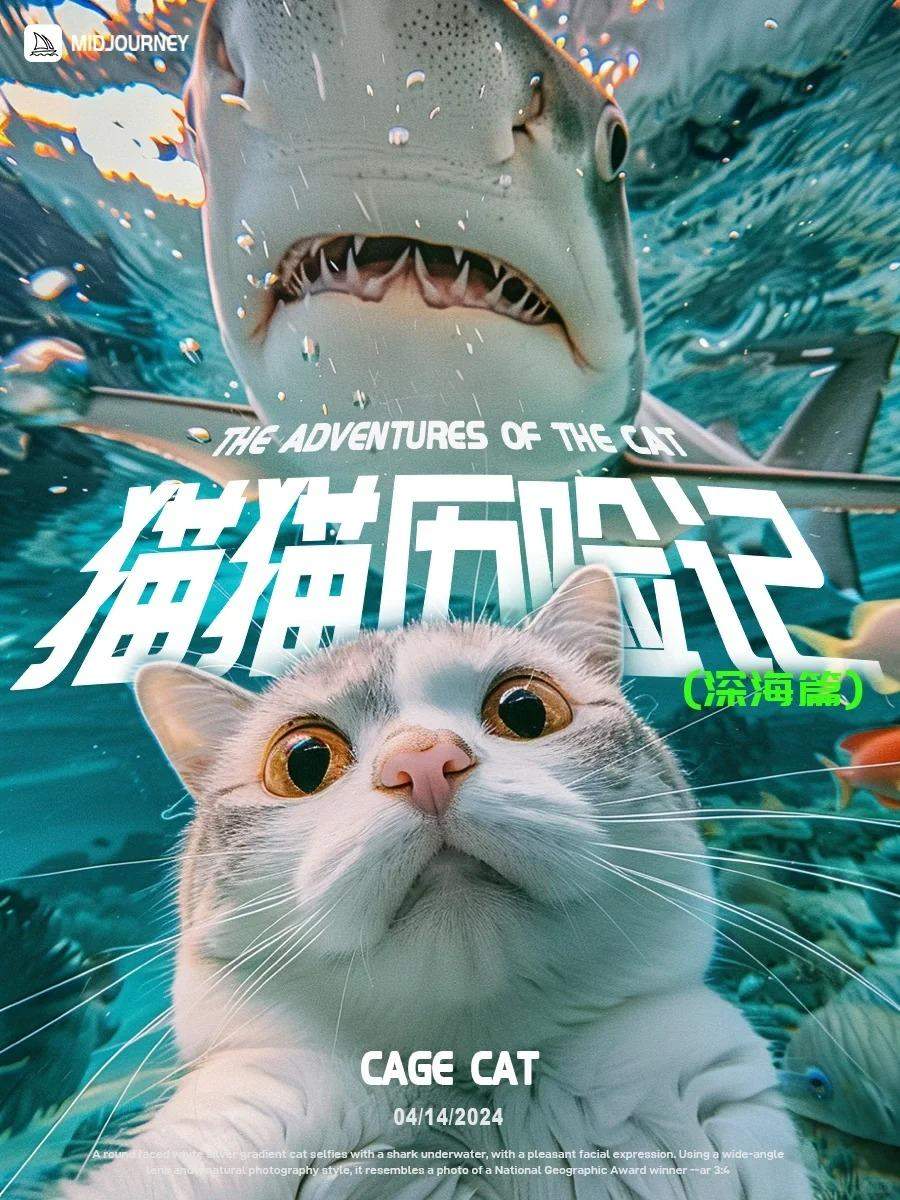 震惊！这只小猫在海底自拍走红｜AIGC 关键词