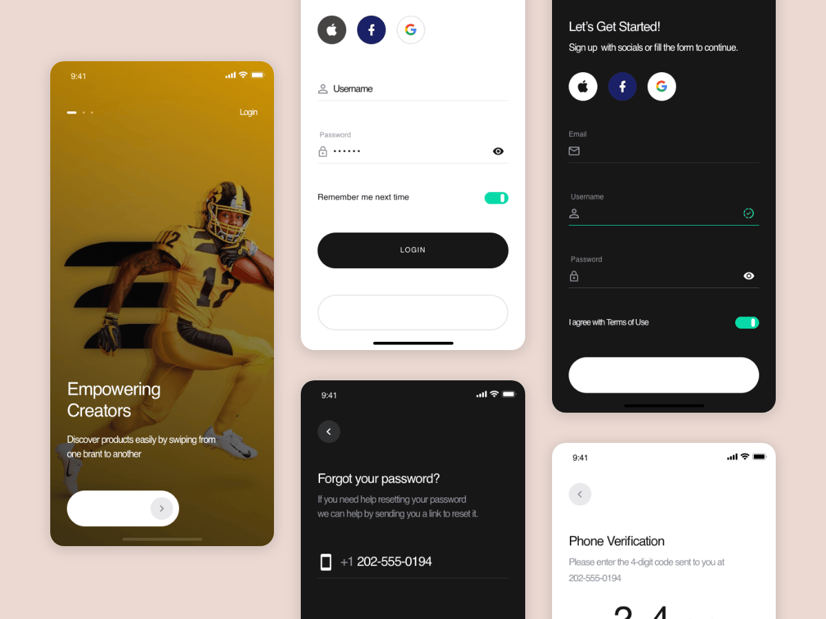 明暗两个app 登录注册页面sketch免费素材下载