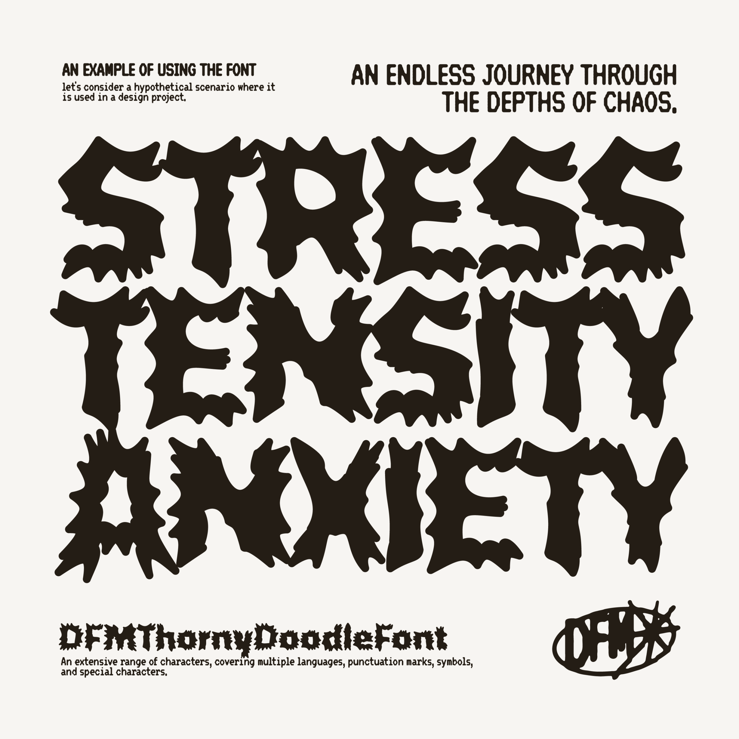 DFM Thorny Doodle Y2K 锐利变形字体，免费商用字体 设计素材 第4张