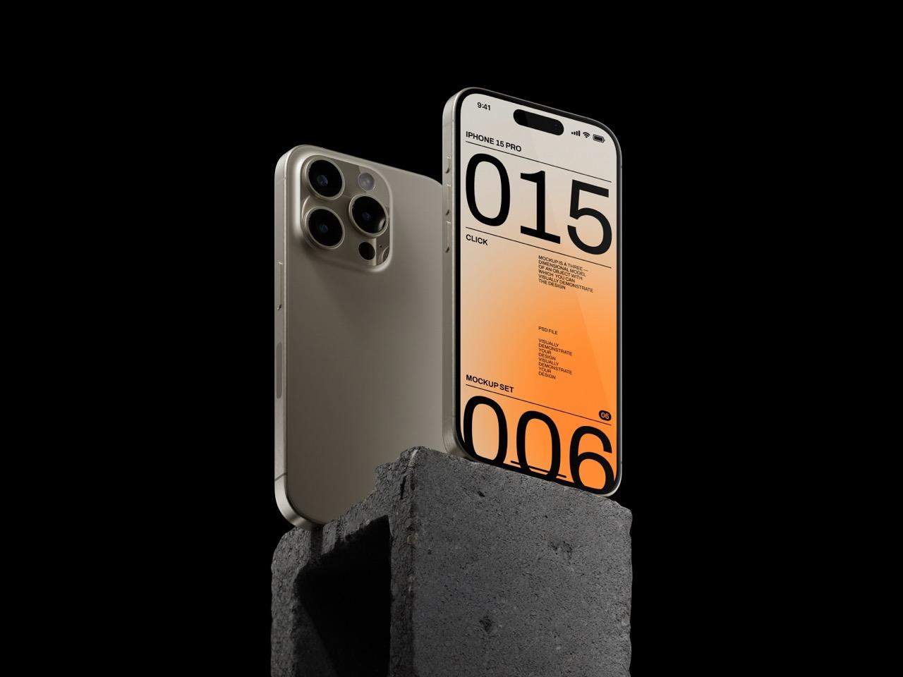 6款酷炫工业风苹果iPhone 15 Pro手机样机