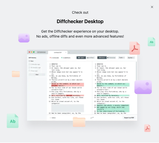 差异检查器 - Diffchecker：比较两个内容的不同