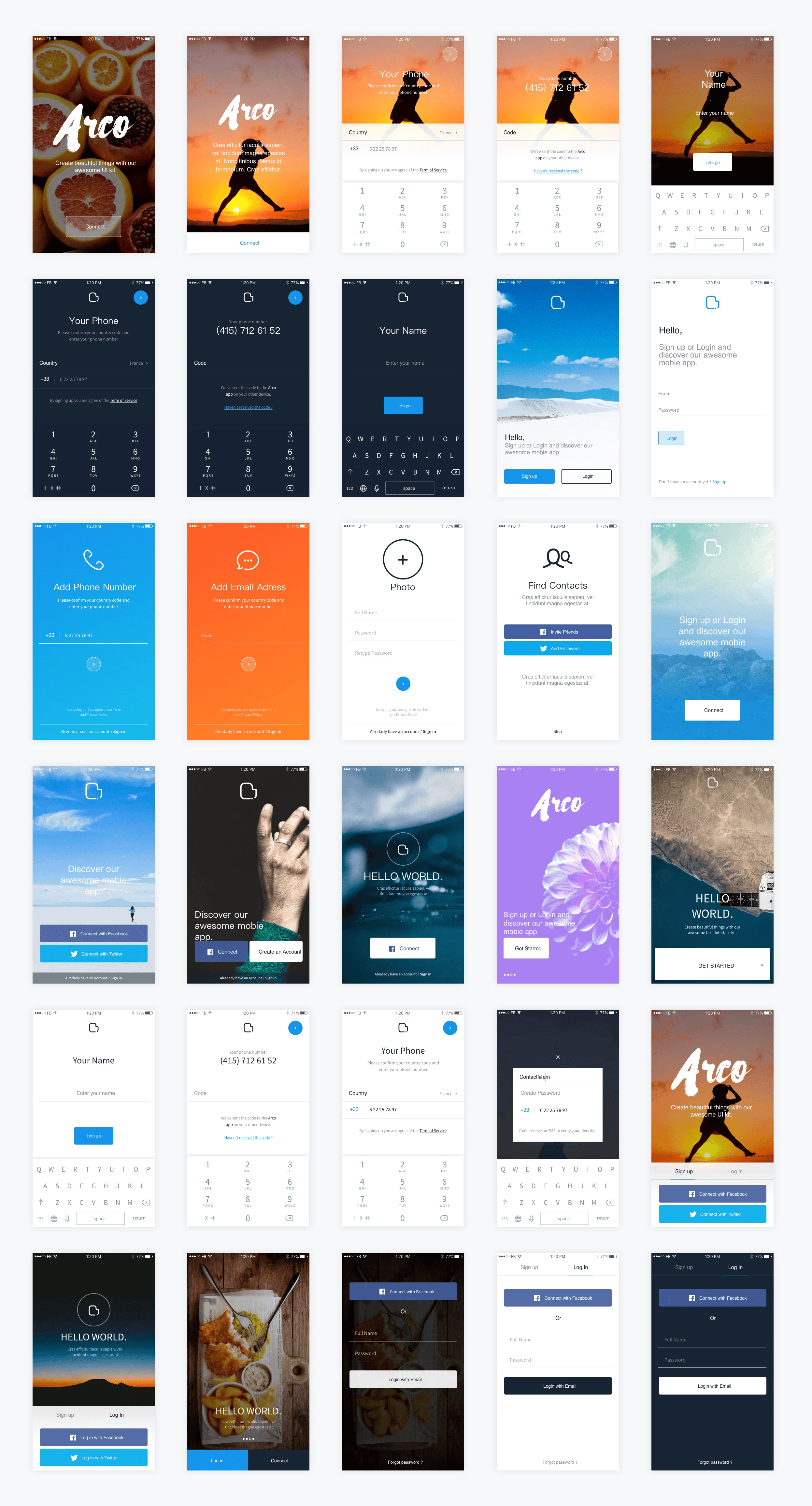 Acro app 注册登陆界面ui模板sketch免费素材下载