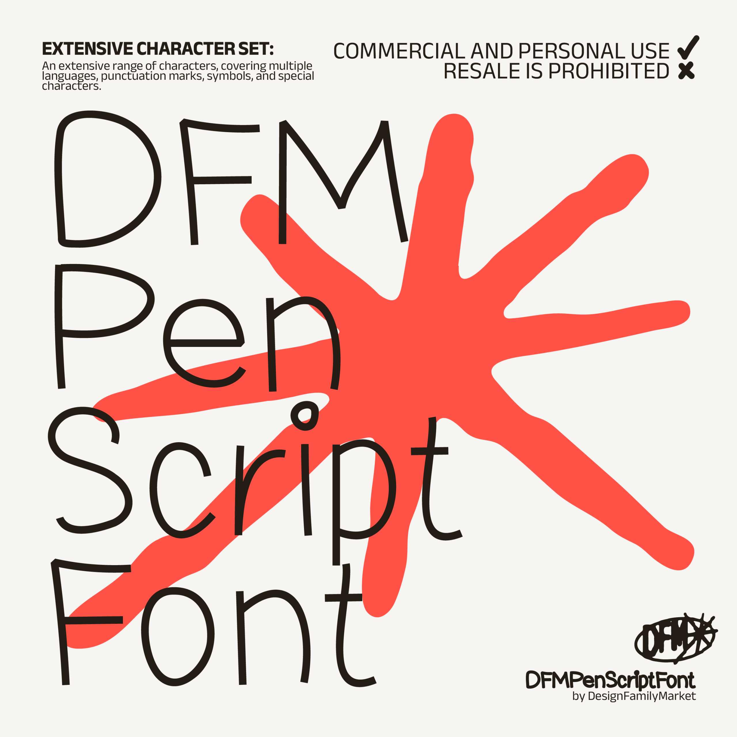 DFM Pen Script Font手绘线性涂鸦字体，免费商用字体
