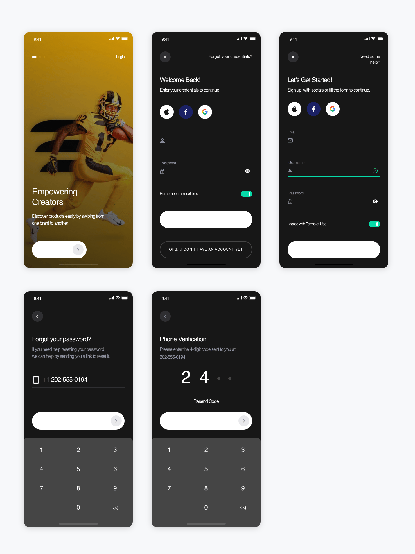 明暗两个app 登录注册页面sketch免费素材下载