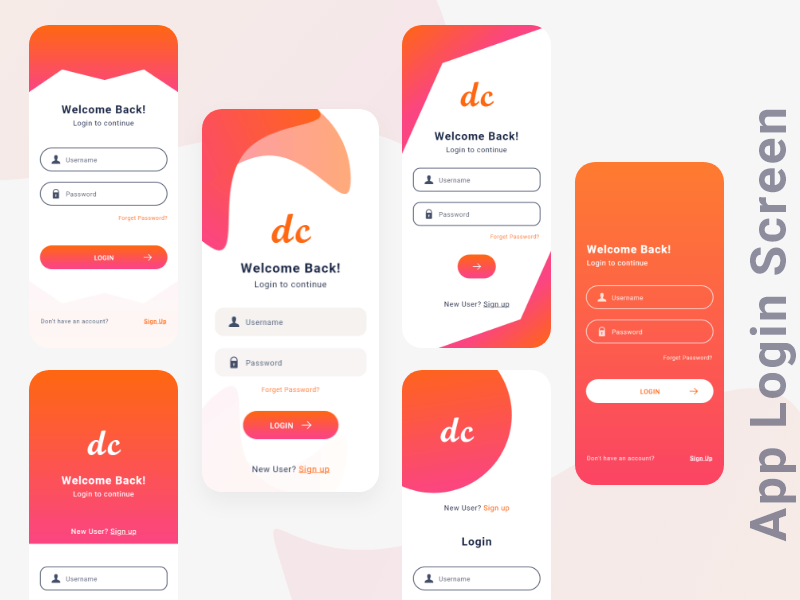 6个app登录页UI模板xd免费素材下载