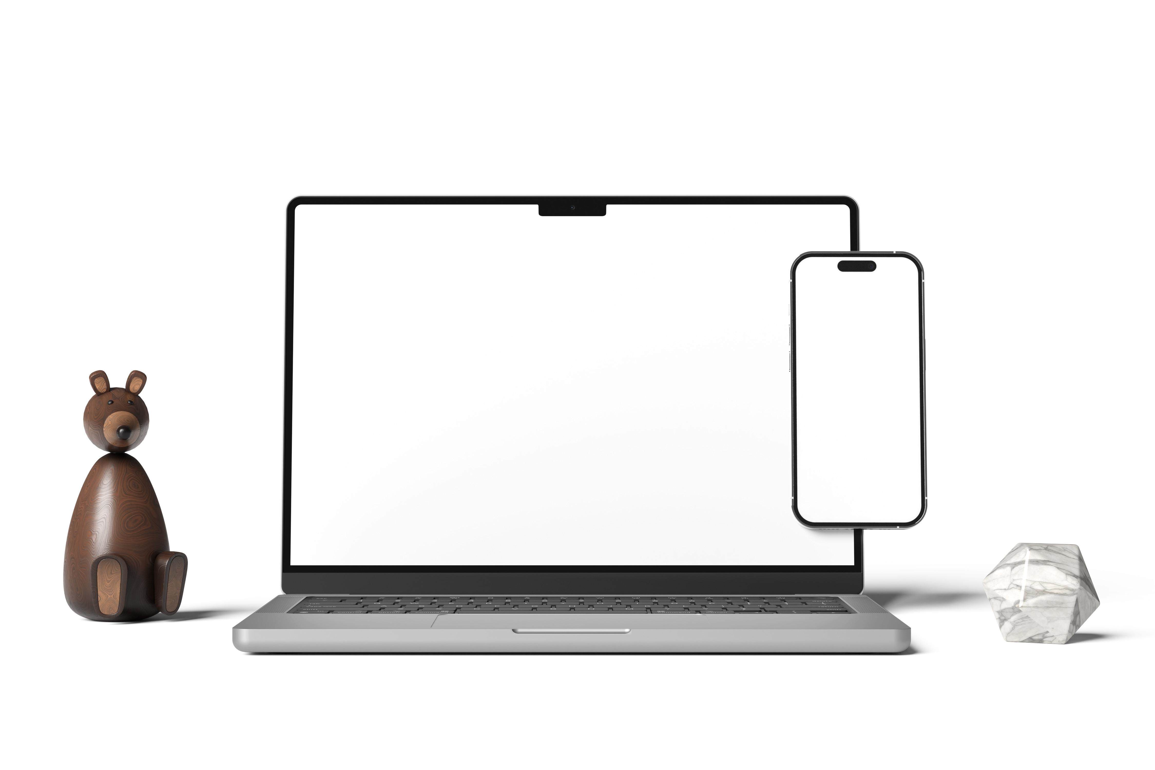 Macbook Pro笔记本电脑iPhone14手机样机PSD素材下载