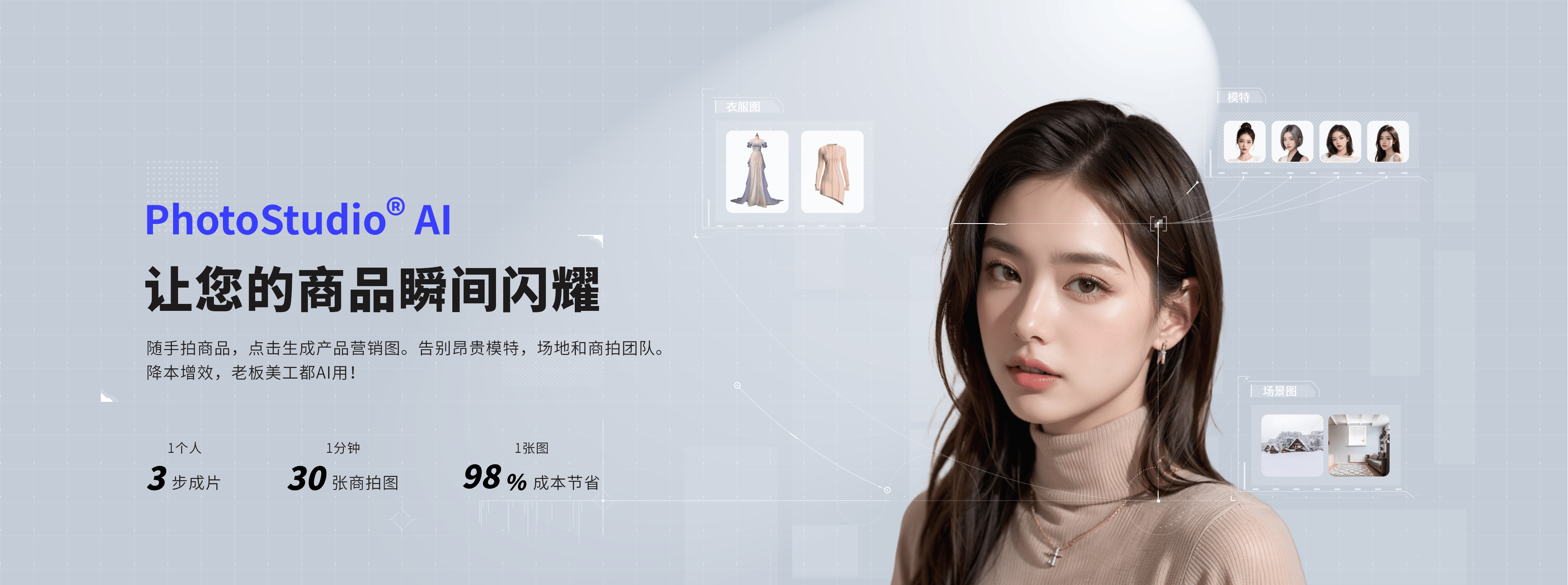 PhotoStudio AI：智能商拍摄影云工作室，提供专业图像生成与编辑服务