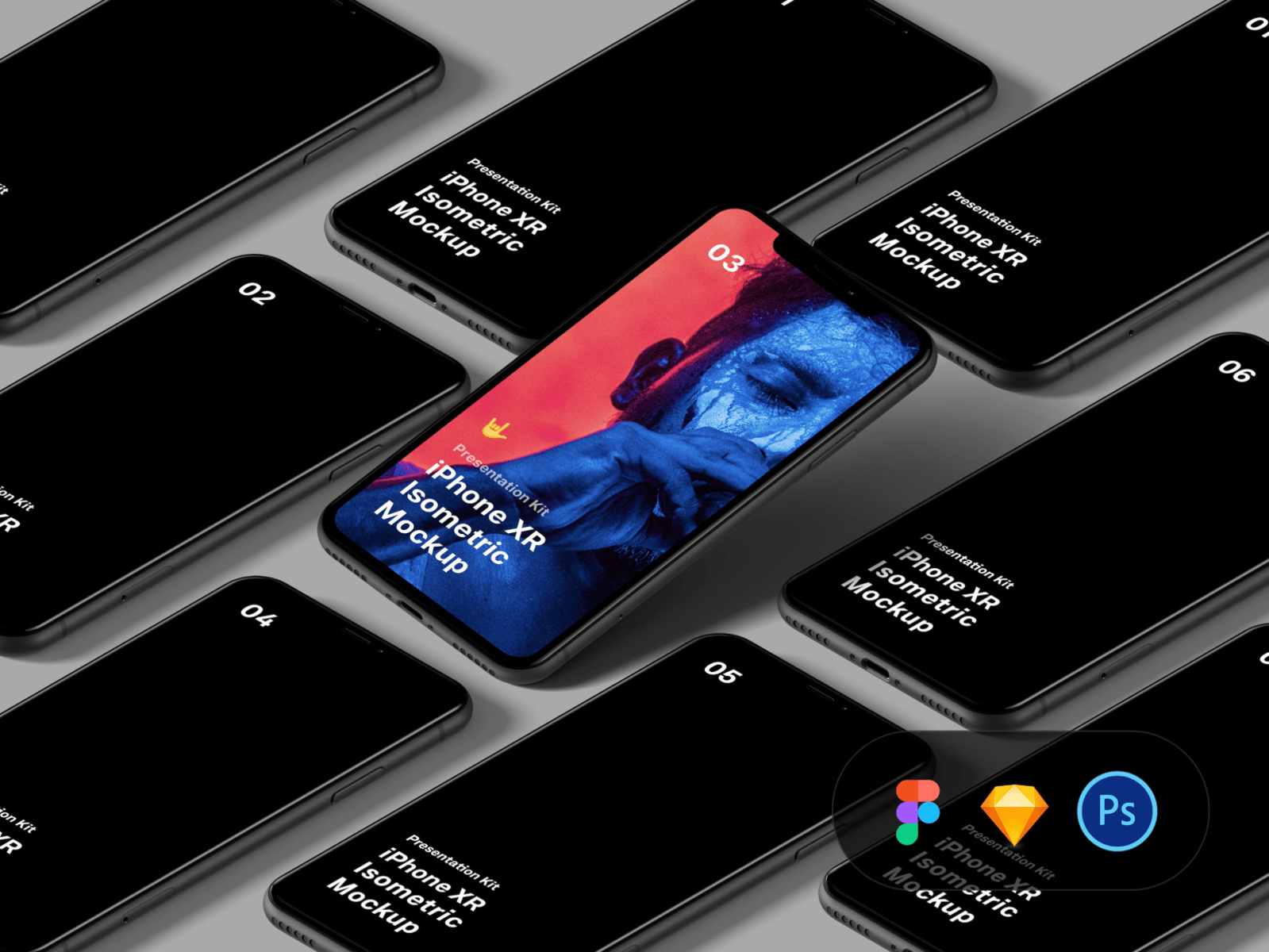 iPhone XR 样机app展示模板psd素材免费下载