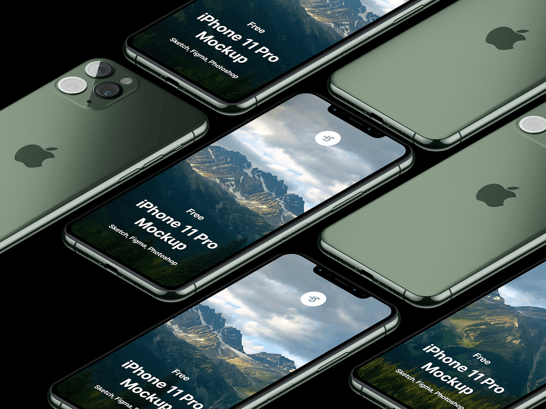 iPhone 11 pro平铺psd样机素材免费下载