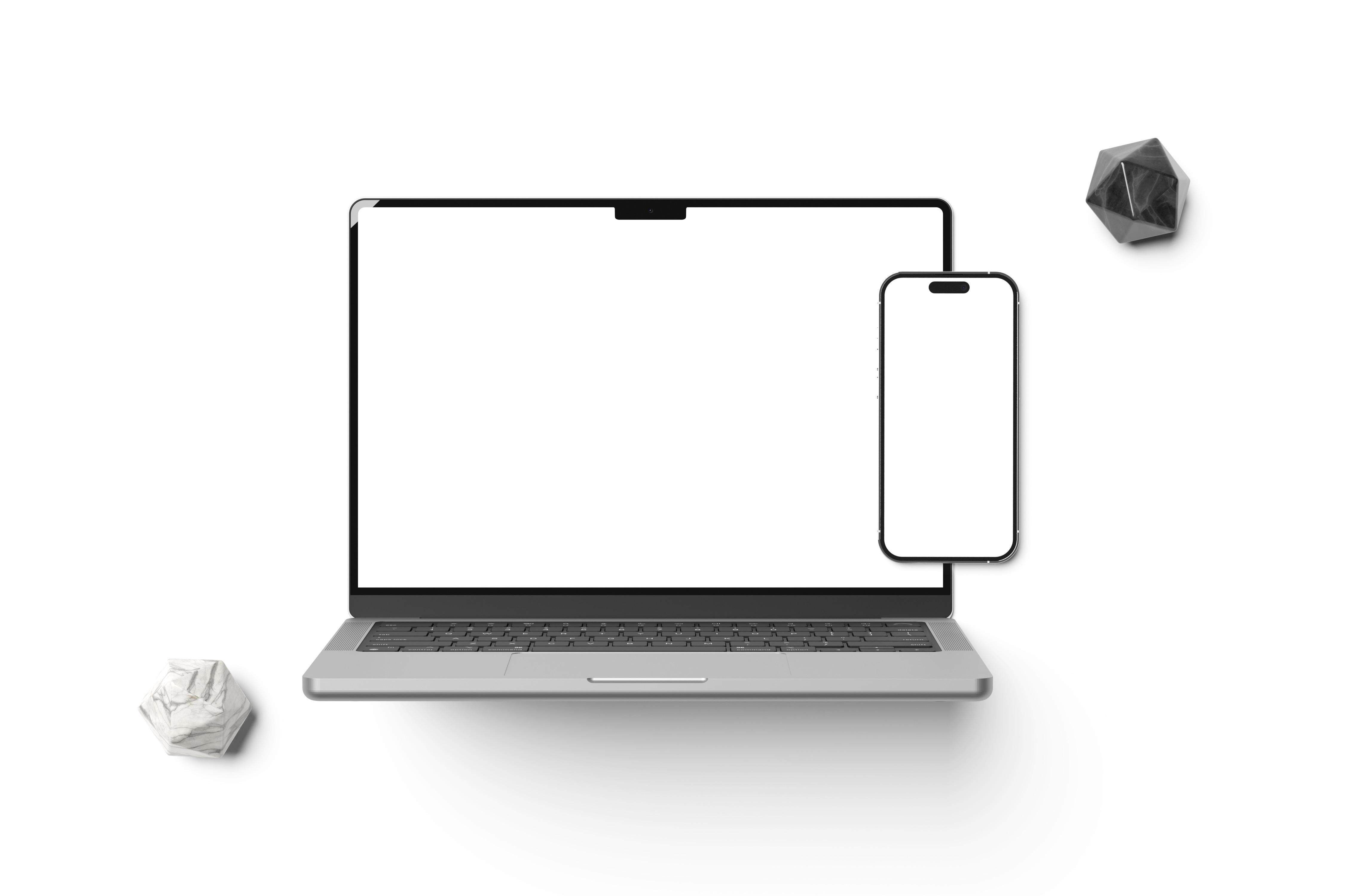 Macbook Pro笔记本电脑iPhone14手机样机PSD素材下载