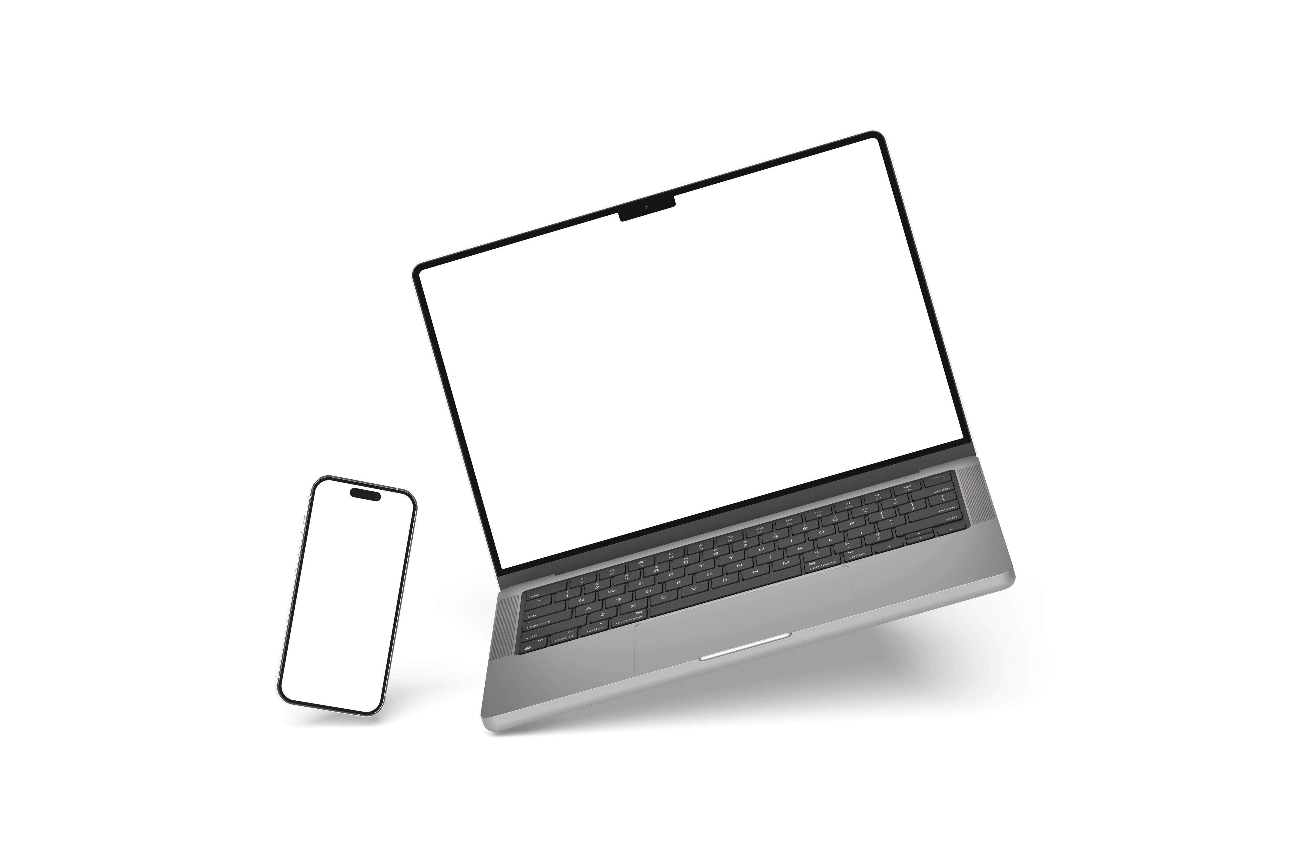 Macbook Pro笔记本电脑iPhone14手机样机PSD素材下载