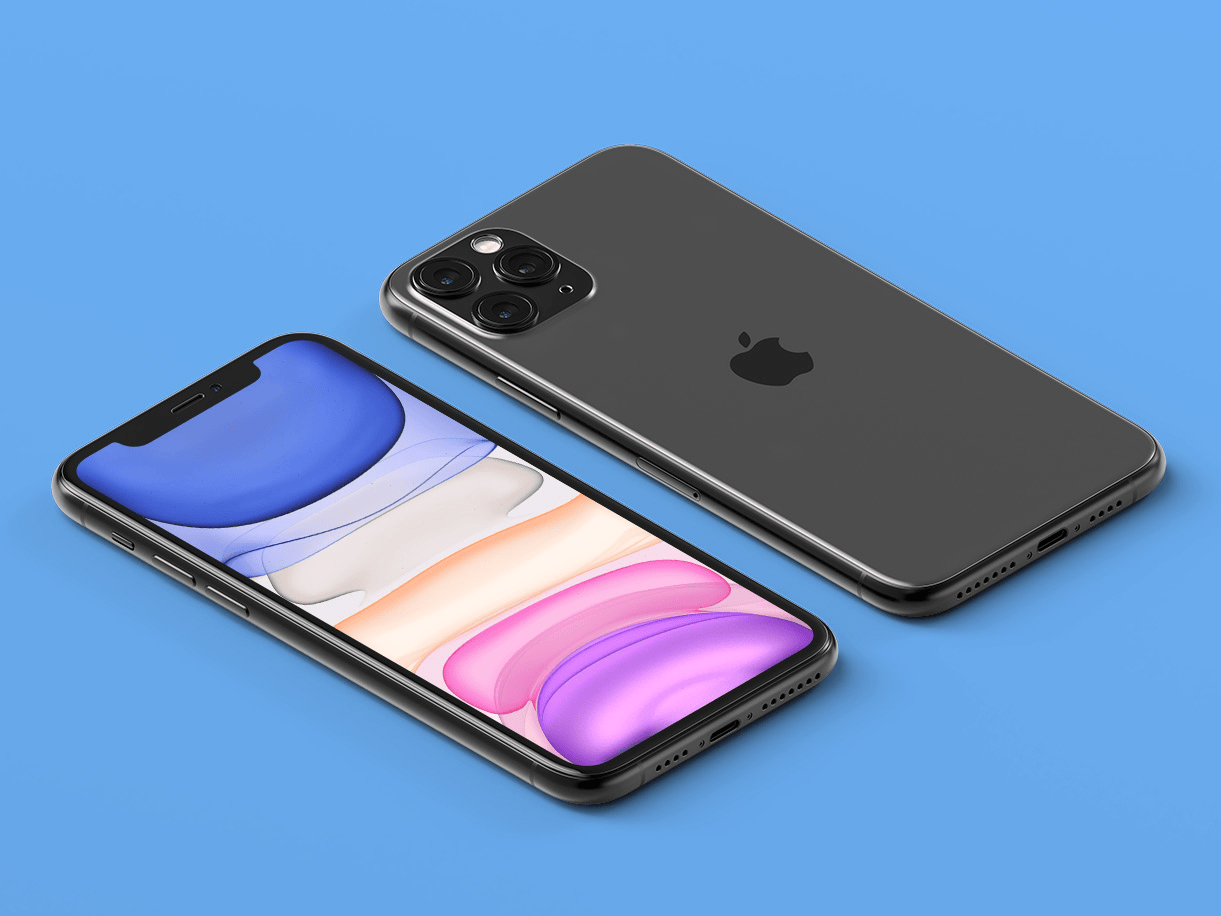 iPhone 11 pro透视效果psd样机素材免费下载