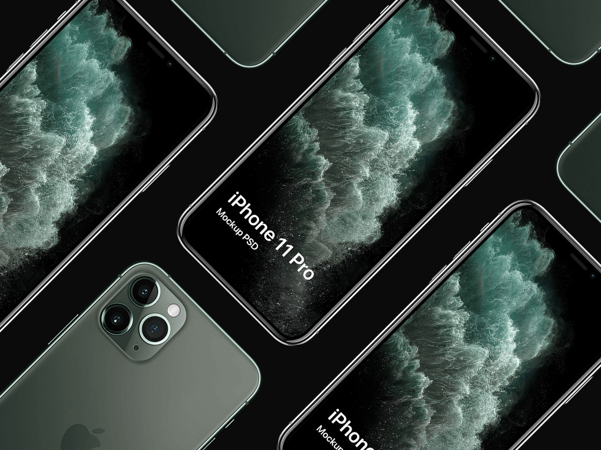iPhone 11 pro平铺psd样机素材免费下载