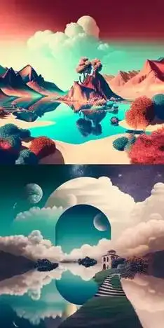 梦幻般的风景,天堂,后现代主义 梦幻般的风景,天堂,后现代主义