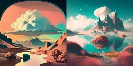 梦幻般的风景,天堂,超现代主义 梦幻般的风景,天堂,超现代主义