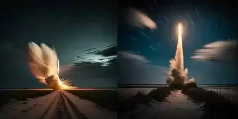 火箭向天空发射,长曝光 火箭向天空发射,长曝光