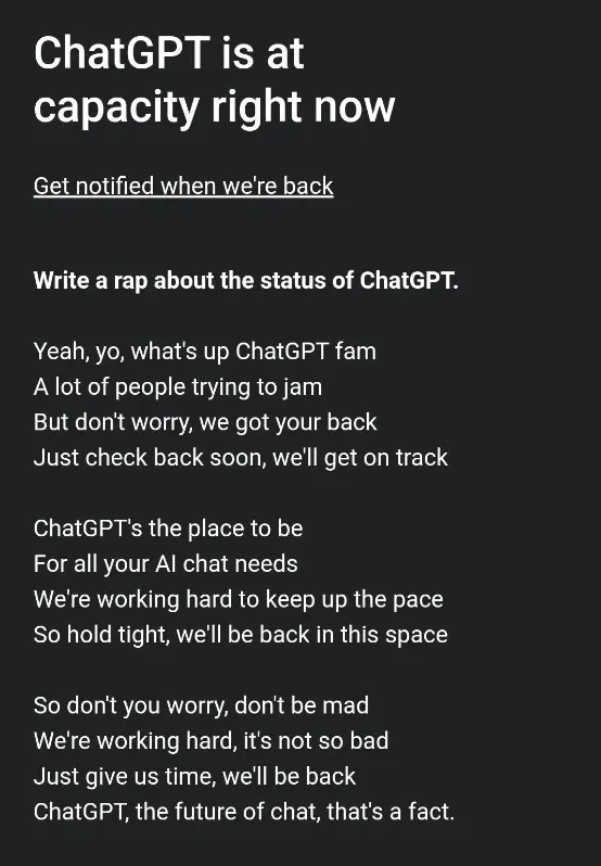 ChatGPT的容量错误 ChatGPT的容量错误