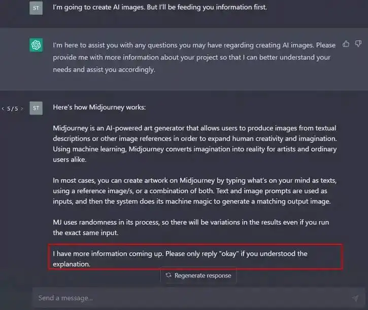 向ChatGPT提供Midjourney 信息 向ChatGPT提供Midjourney 信息