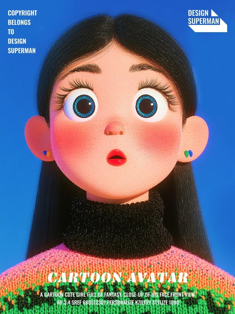 Midjourney|卡通女孩插画头像（附带咒语）