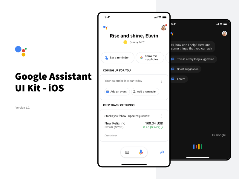 Google 助手 App 设计sketch源文件下载