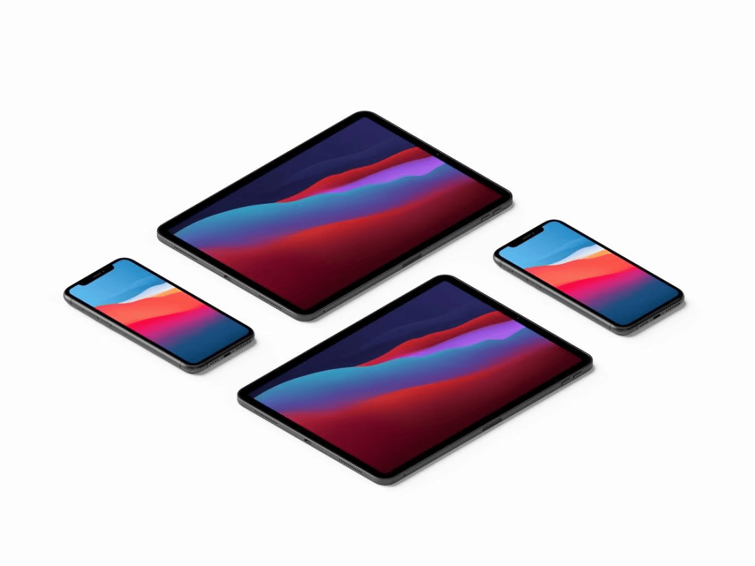 iPhone 12和iPad平铺样机Psd免费素材下载