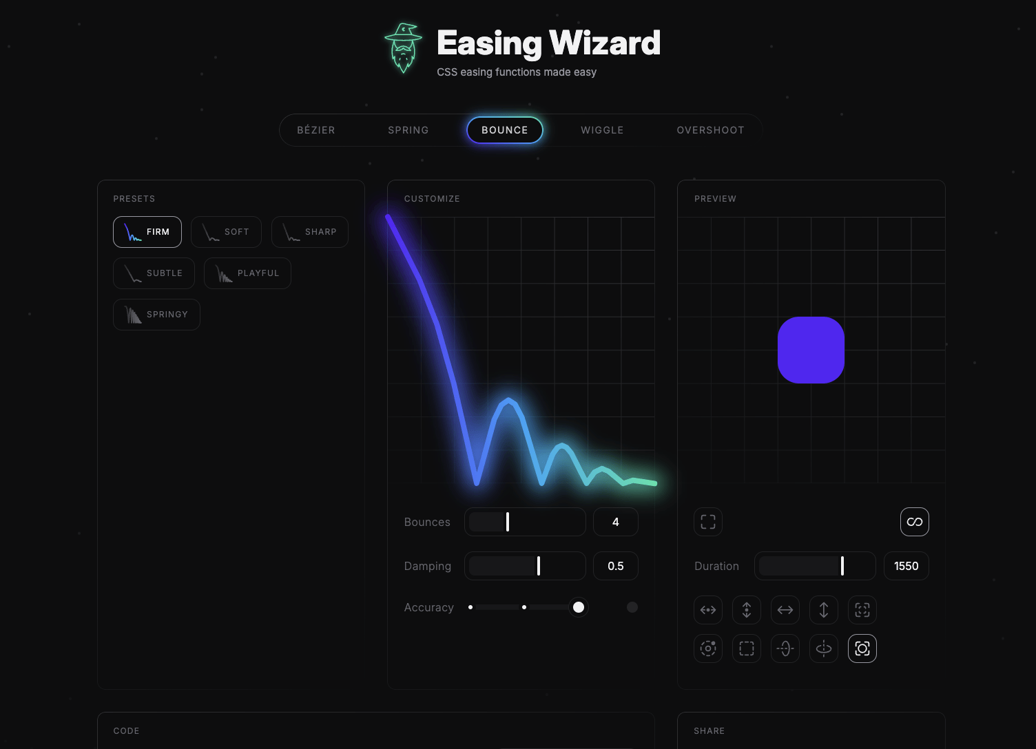 CSS 缓动编辑器：Easing Wizard