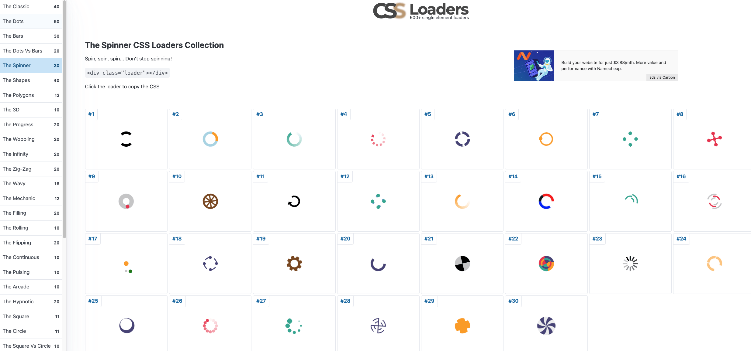 Spinner CSS 加载动画集合：CSS-Loaders