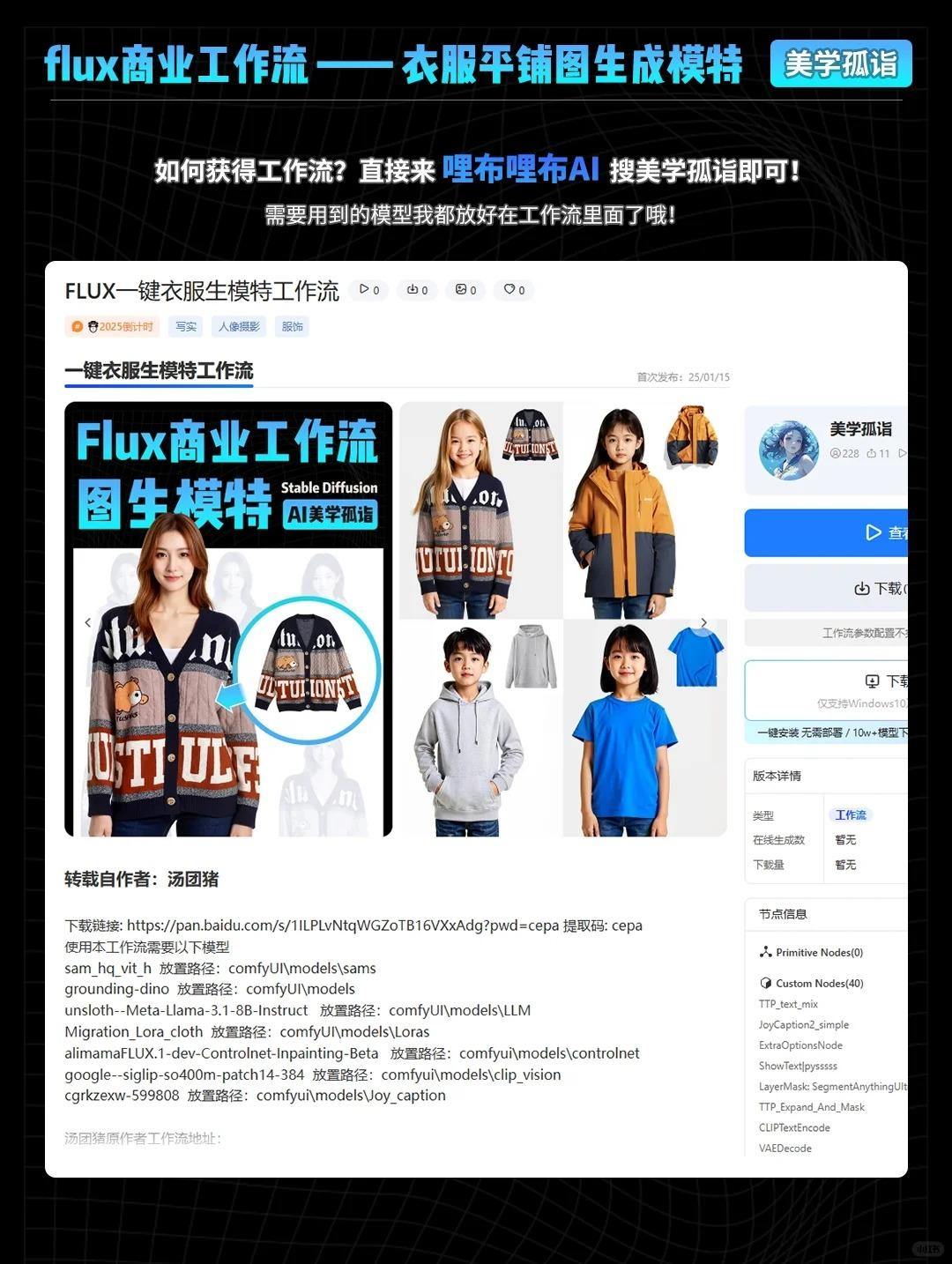 flux商业级一键衣服生模特工作流