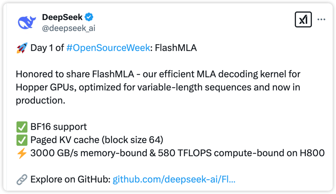 DeepSeek 开源周首发:Hopper GPU 加速神器 FlashMLA 来袭,H800 性能飙升!
