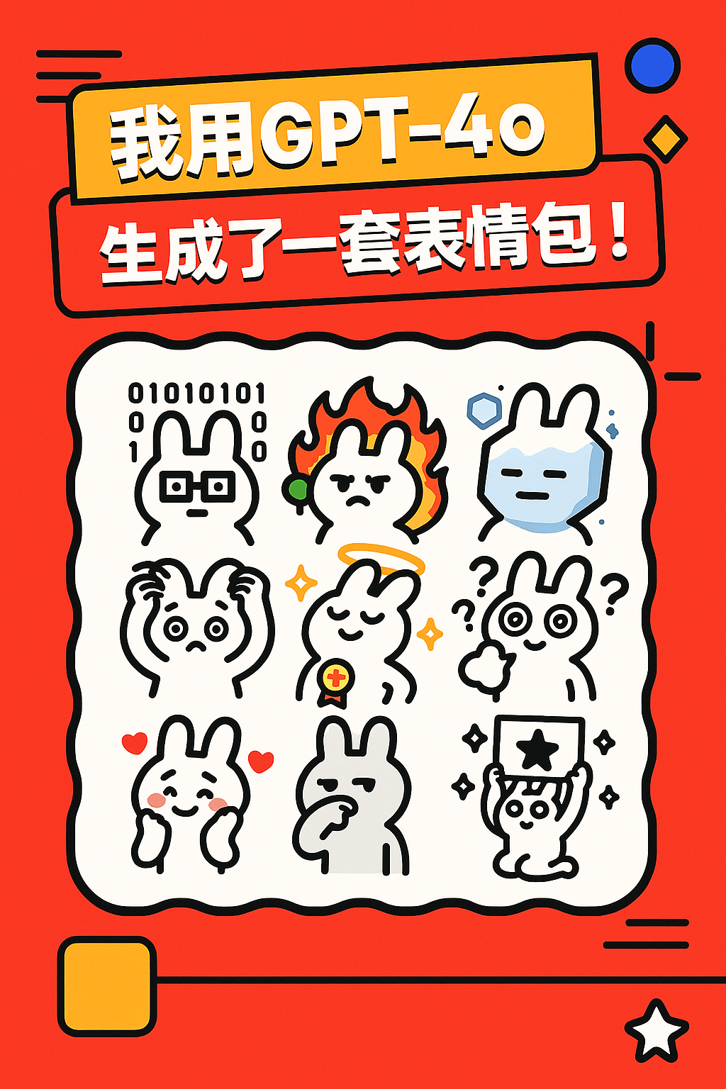 我用GPT4o生成了一套表情包!