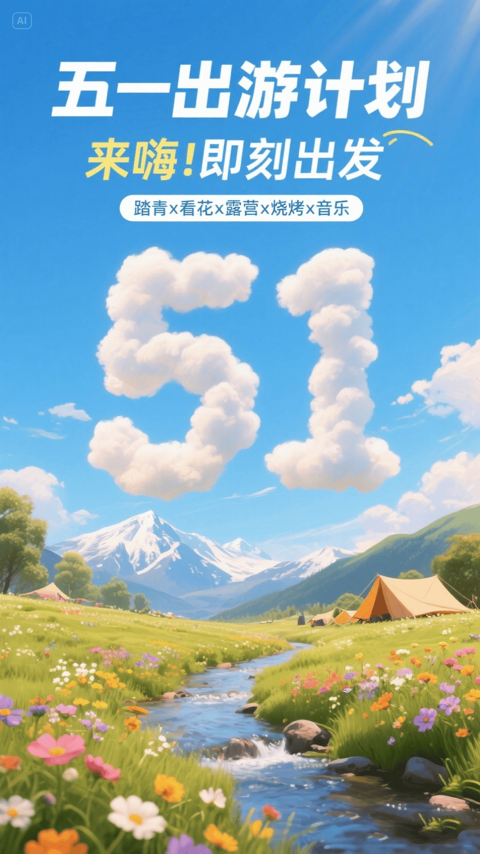 即梦AI！五一海报提示词分享！