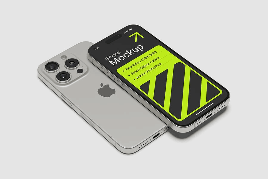 iPhone 15手机样机设计素材模板源文件下载