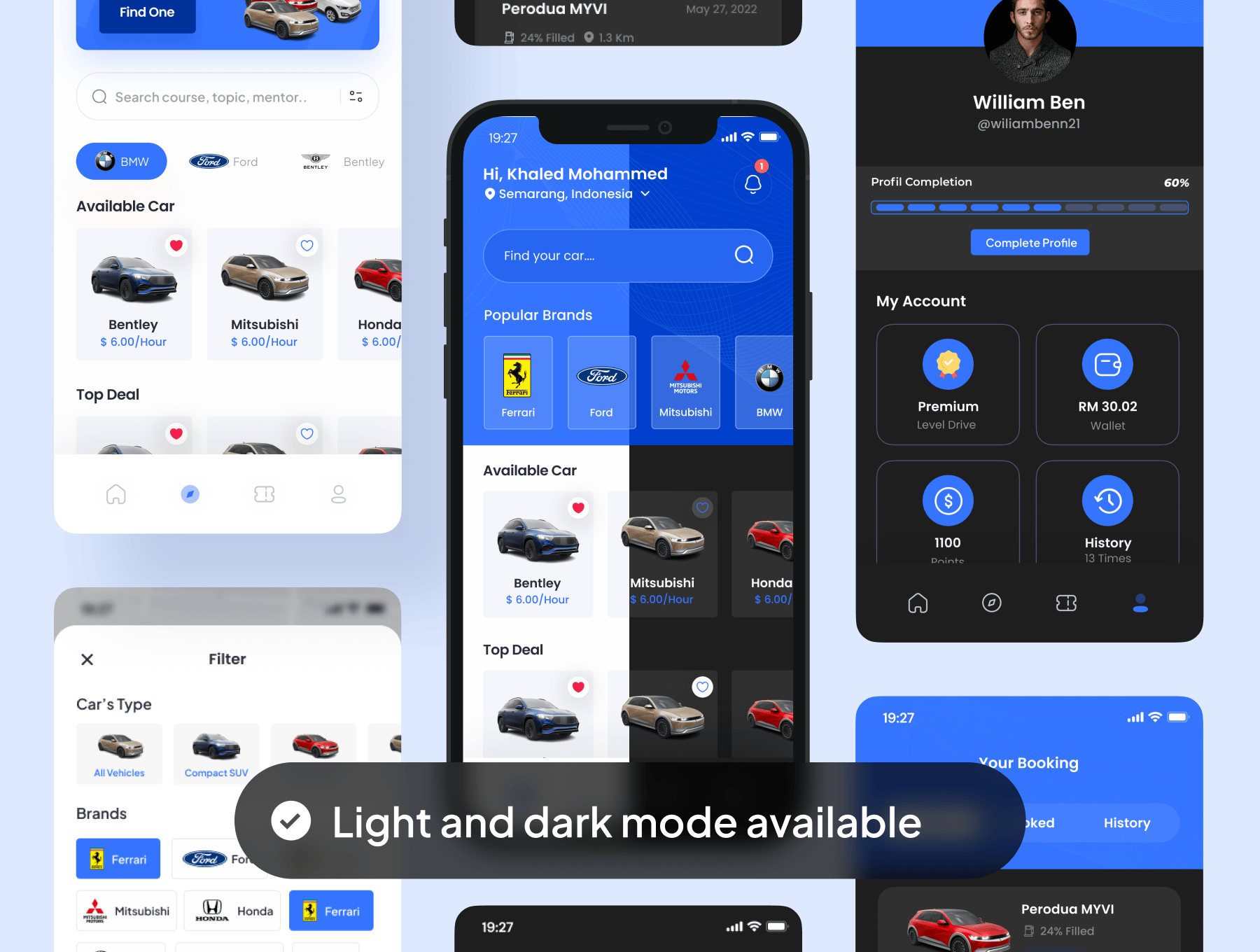 汽车租赁APP应用程序UI套件figma素材下载